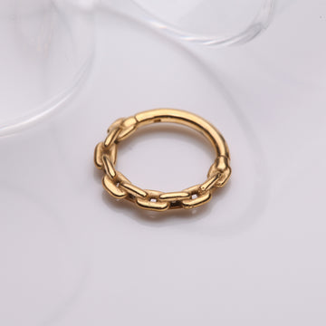 Detail View 1 of Golden Classic Chain Link Clicker Hoop Ring